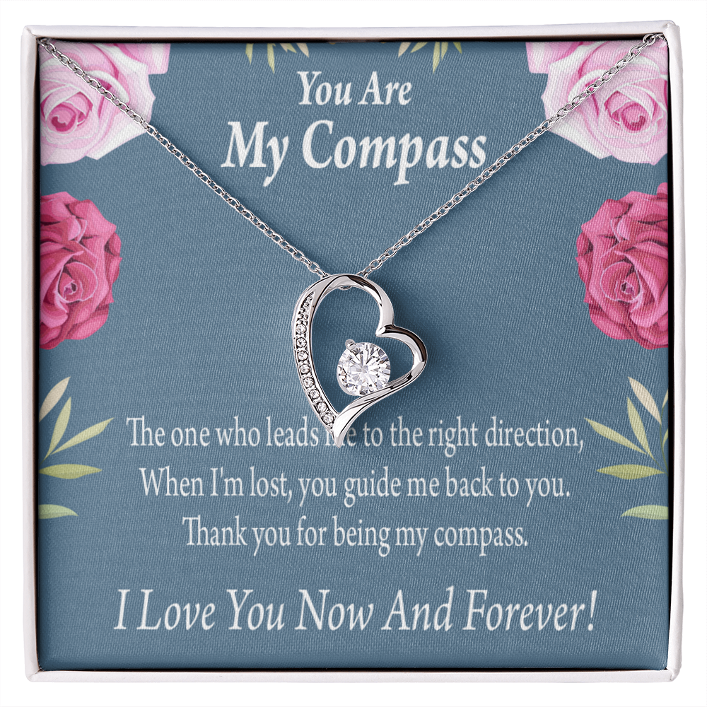 To My Girlfriend My Compass Forever Necklace w Message Card-Express Your Love Gifts