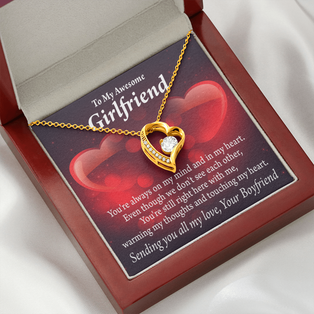 To My Girlfriend My Girlfriend Always Warm My Thoughts Forever Necklace w Message Card-Express Your Love Gifts