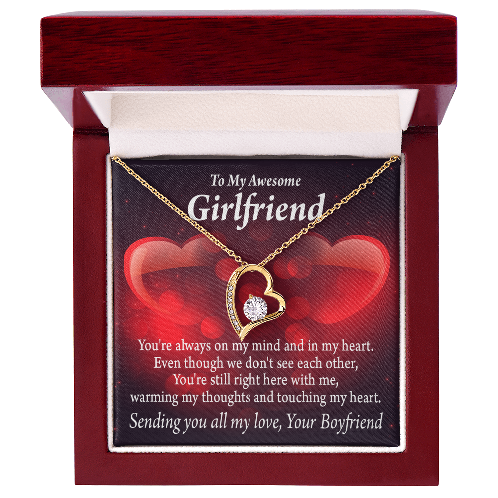 To My Girlfriend My Girlfriend Always Warm My Thoughts Forever Necklace w Message Card-Express Your Love Gifts