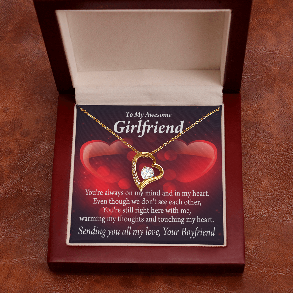 To My Girlfriend My Girlfriend Always Warm My Thoughts Forever Necklace w Message Card-Express Your Love Gifts