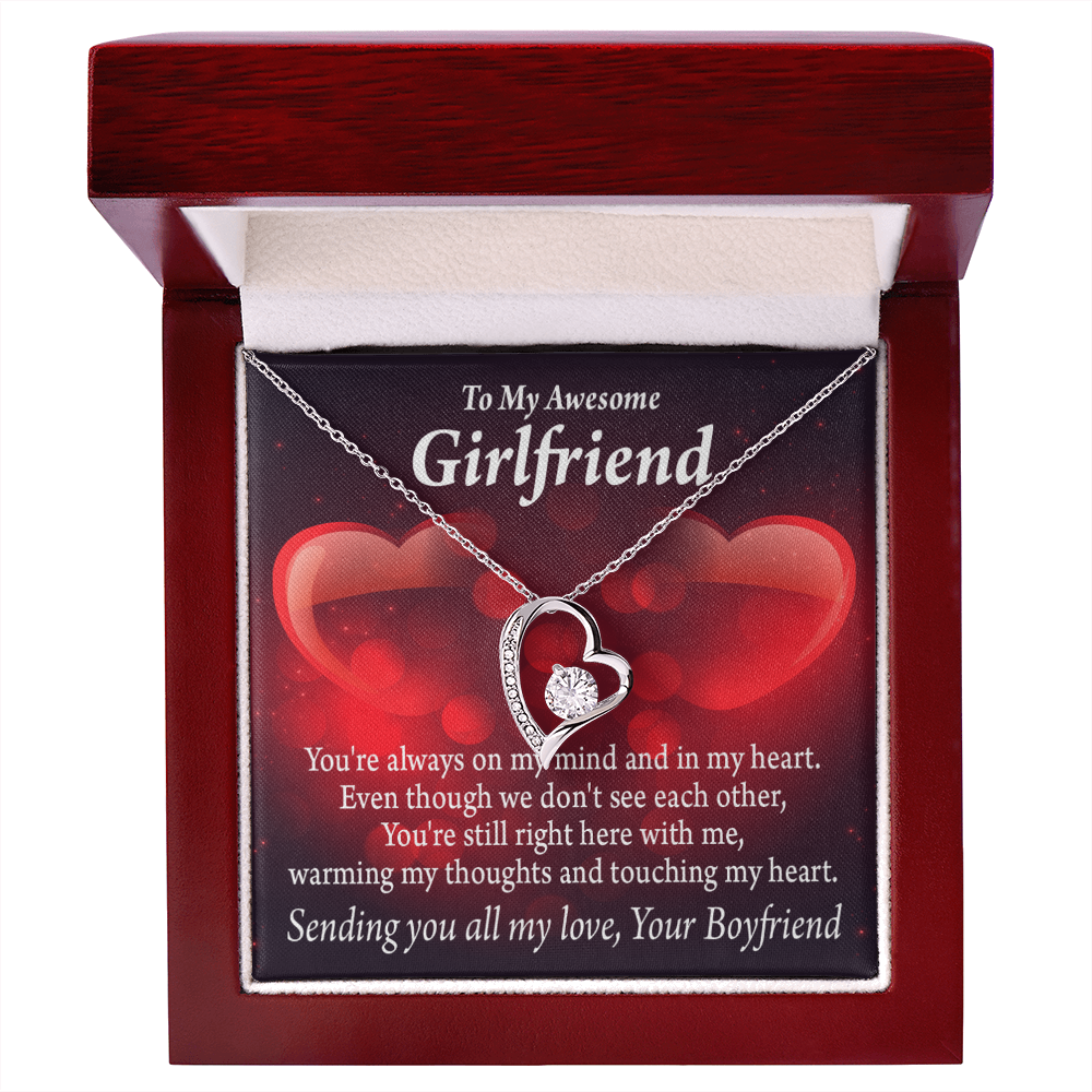 To My Girlfriend My Girlfriend Always Warm My Thoughts Forever Necklace w Message Card-Express Your Love Gifts