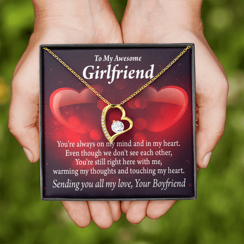 To My Girlfriend My Girlfriend Always Warm My Thoughts Forever Necklace w Message Card-Express Your Love Gifts