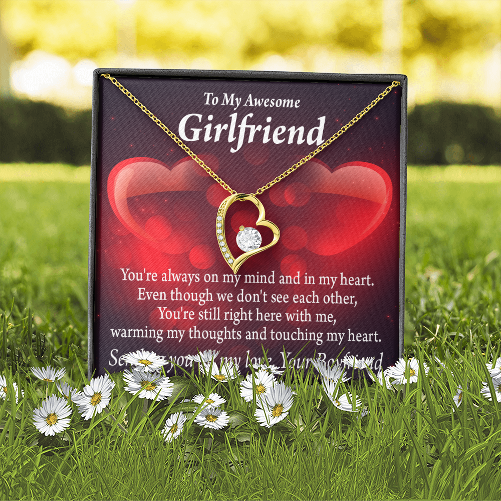 To My Girlfriend My Girlfriend Always Warm My Thoughts Forever Necklace w Message Card-Express Your Love Gifts