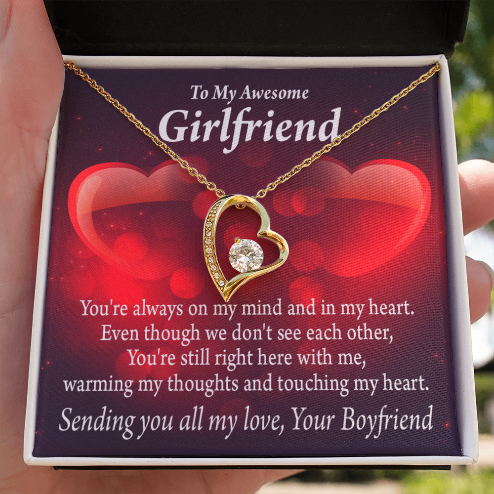 To My Girlfriend My Girlfriend Always Warm My Thoughts Forever Necklace w Message Card-Express Your Love Gifts