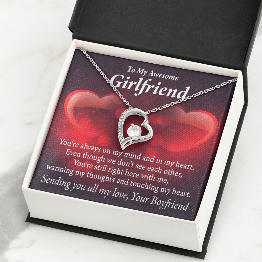 To My Girlfriend My Girlfriend Always Warm My Thoughts Forever Necklace w Message Card-Express Your Love Gifts