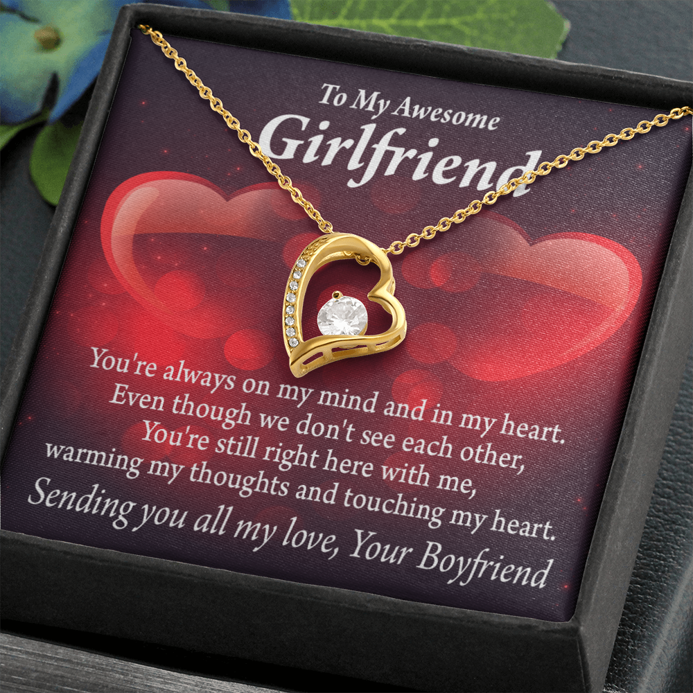 To My Girlfriend My Girlfriend Always Warm My Thoughts Forever Necklace w Message Card-Express Your Love Gifts