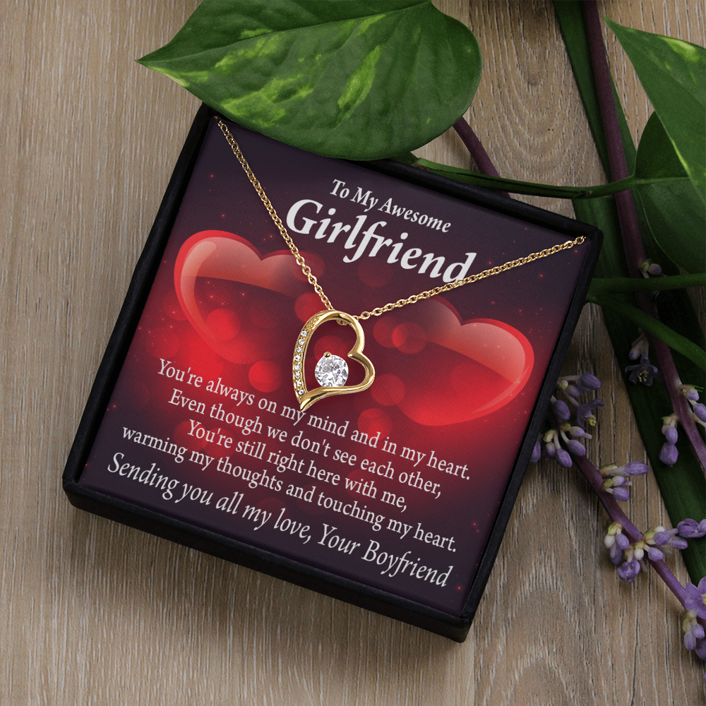 To My Girlfriend My Girlfriend Always Warm My Thoughts Forever Necklace w Message Card-Express Your Love Gifts