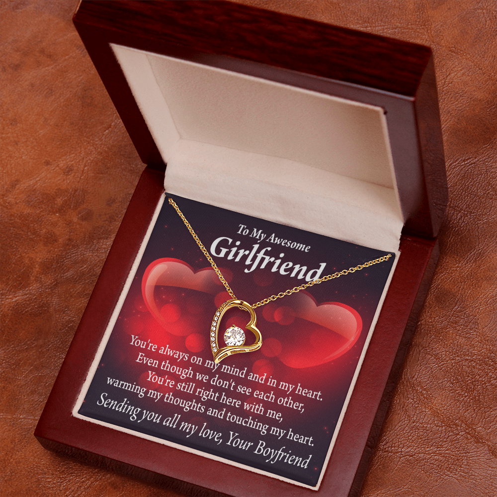 To My Girlfriend My Girlfriend Always Warm My Thoughts Forever Necklace w Message Card-Express Your Love Gifts