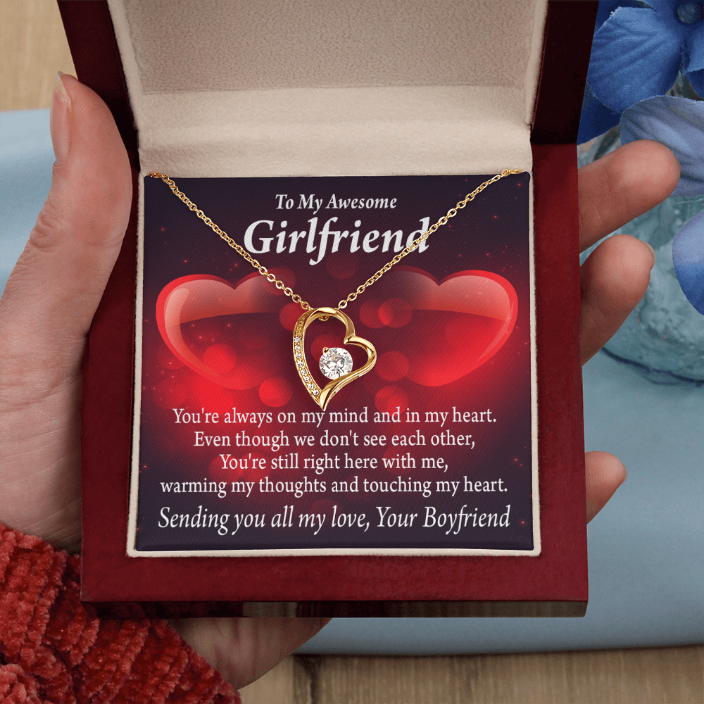 To My Girlfriend My Girlfriend Always Warm My Thoughts Forever Necklace w Message Card-Express Your Love Gifts