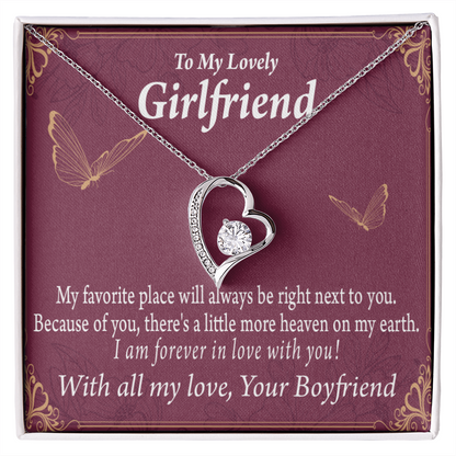 To My Girlfriend My Girlfriend Right Next To You Is My Favorite Place Forever Necklace w Message Card-Express Your Love Gifts