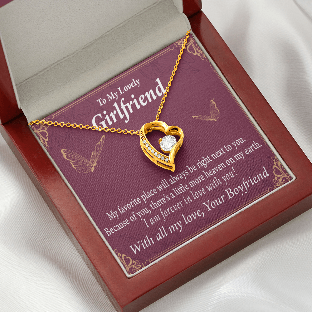 To My Girlfriend My Girlfriend Right Next To You Is My Favorite Place Forever Necklace w Message Card-Express Your Love Gifts