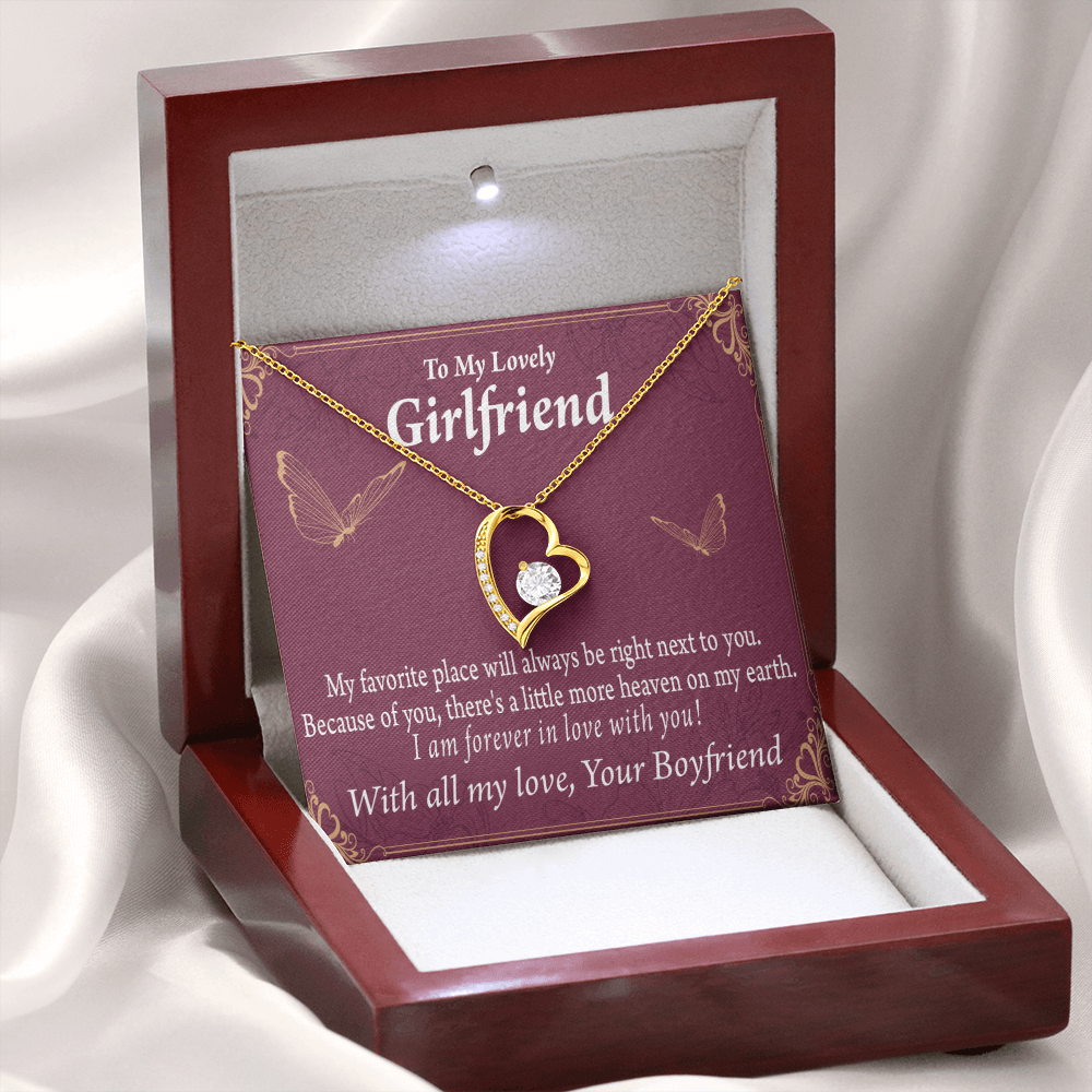 To My Girlfriend My Girlfriend Right Next To You Is My Favorite Place Forever Necklace w Message Card-Express Your Love Gifts