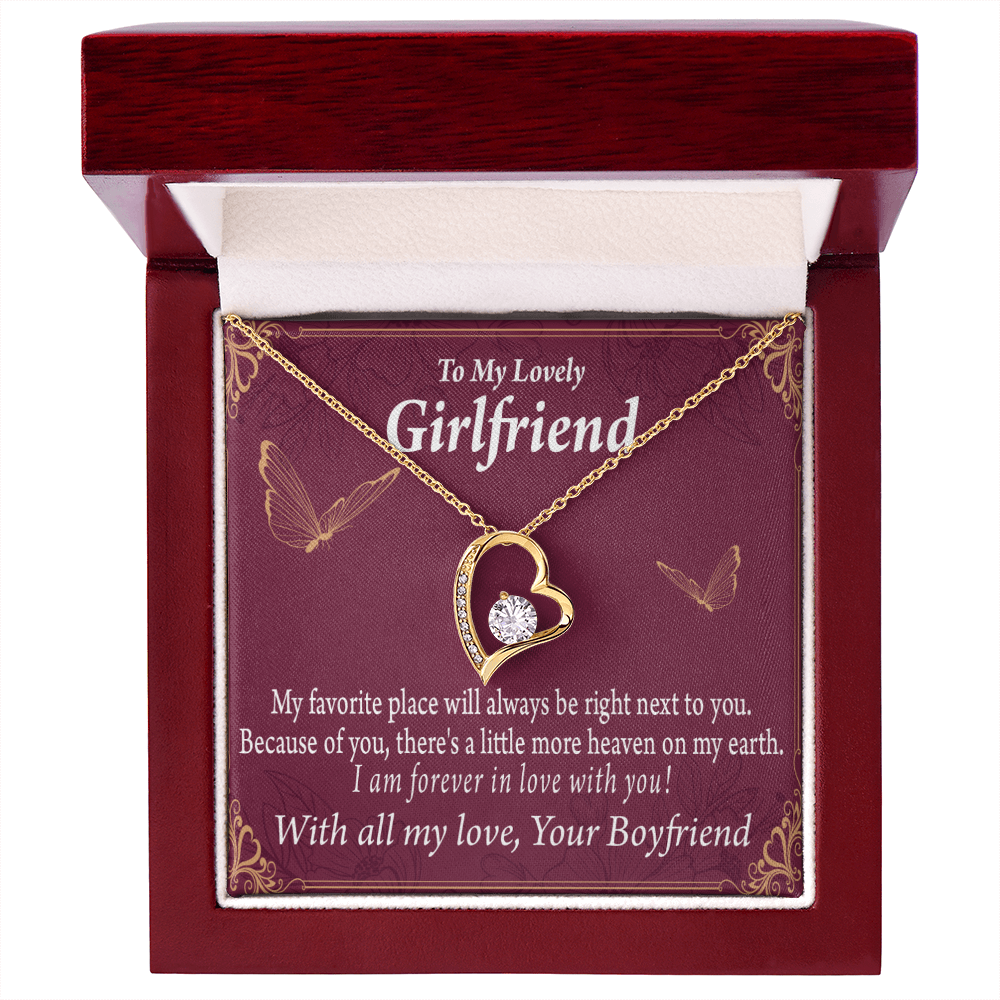 To My Girlfriend My Girlfriend Right Next To You Is My Favorite Place Forever Necklace w Message Card-Express Your Love Gifts