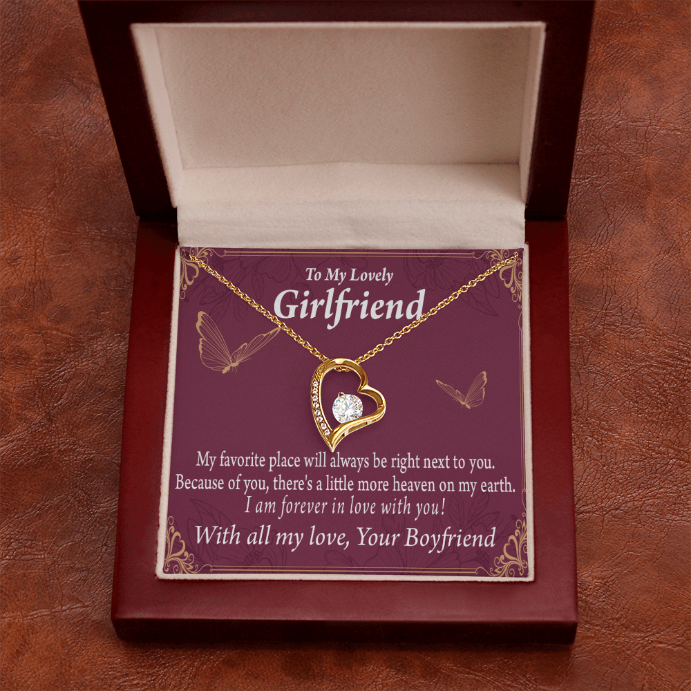 To My Girlfriend My Girlfriend Right Next To You Is My Favorite Place Forever Necklace w Message Card-Express Your Love Gifts