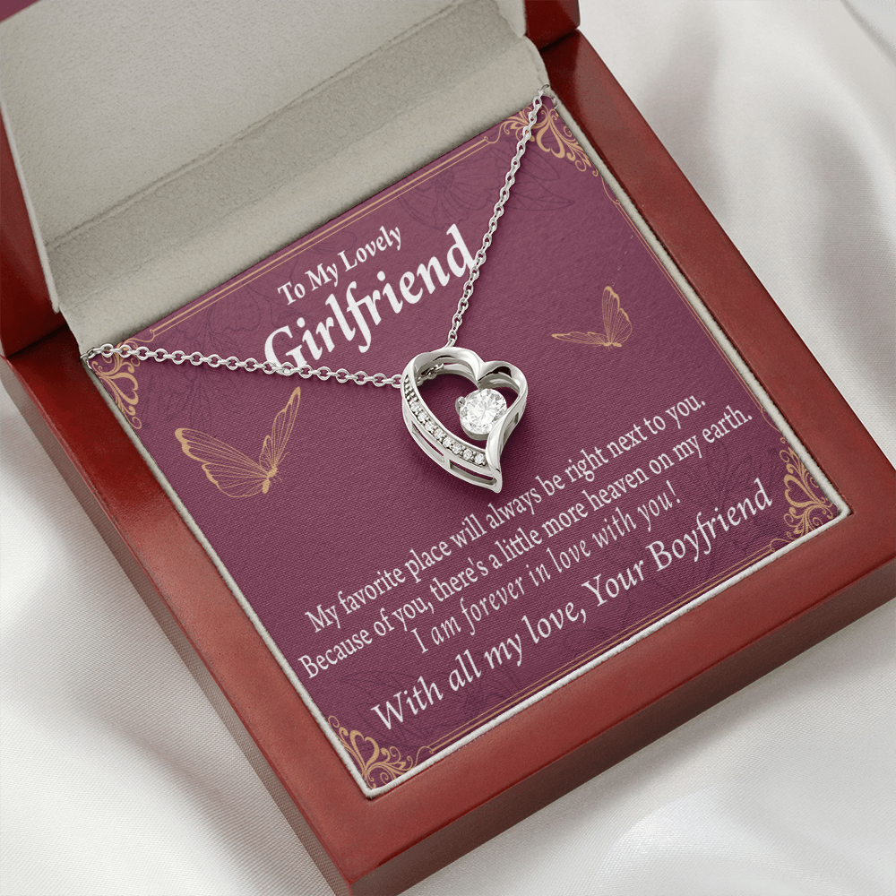 To My Girlfriend My Girlfriend Right Next To You Is My Favorite Place Forever Necklace w Message Card-Express Your Love Gifts