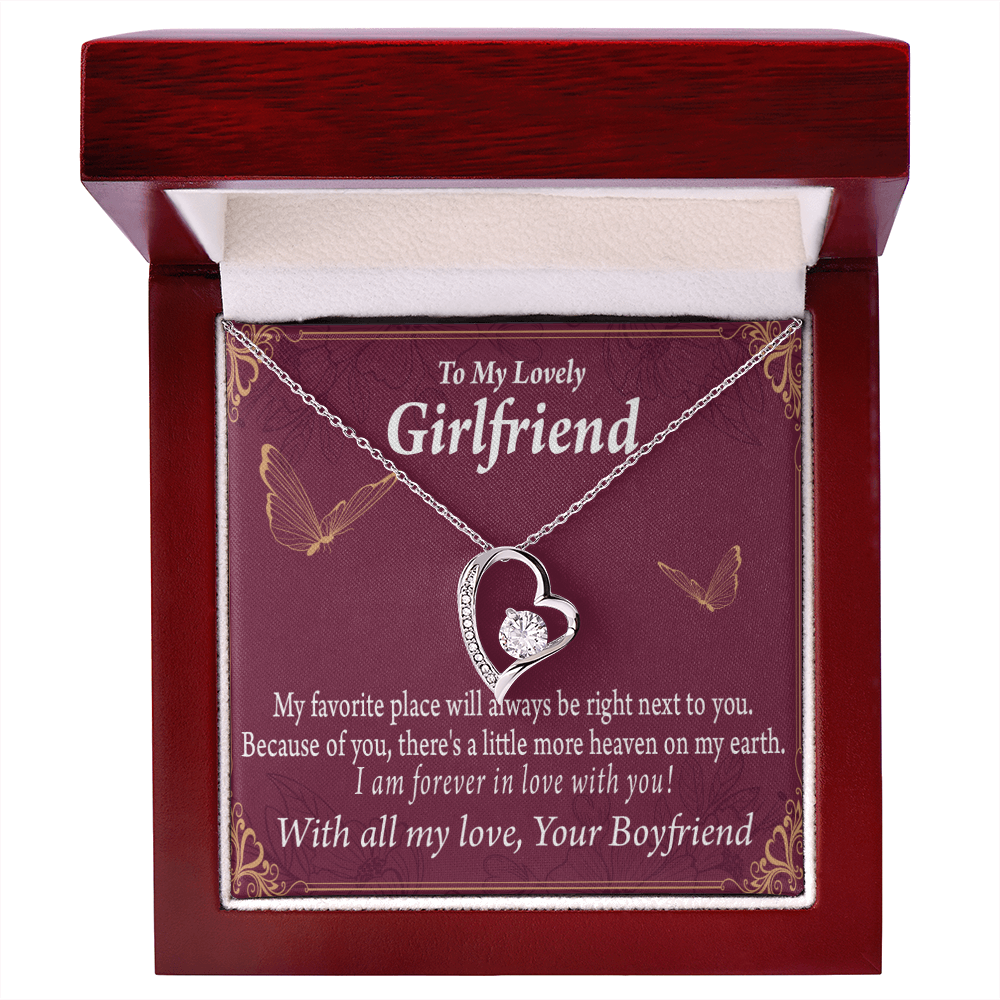 To My Girlfriend My Girlfriend Right Next To You Is My Favorite Place Forever Necklace w Message Card-Express Your Love Gifts