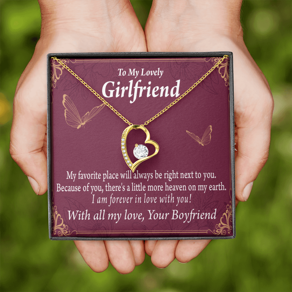 To My Girlfriend My Girlfriend Right Next To You Is My Favorite Place Forever Necklace w Message Card-Express Your Love Gifts