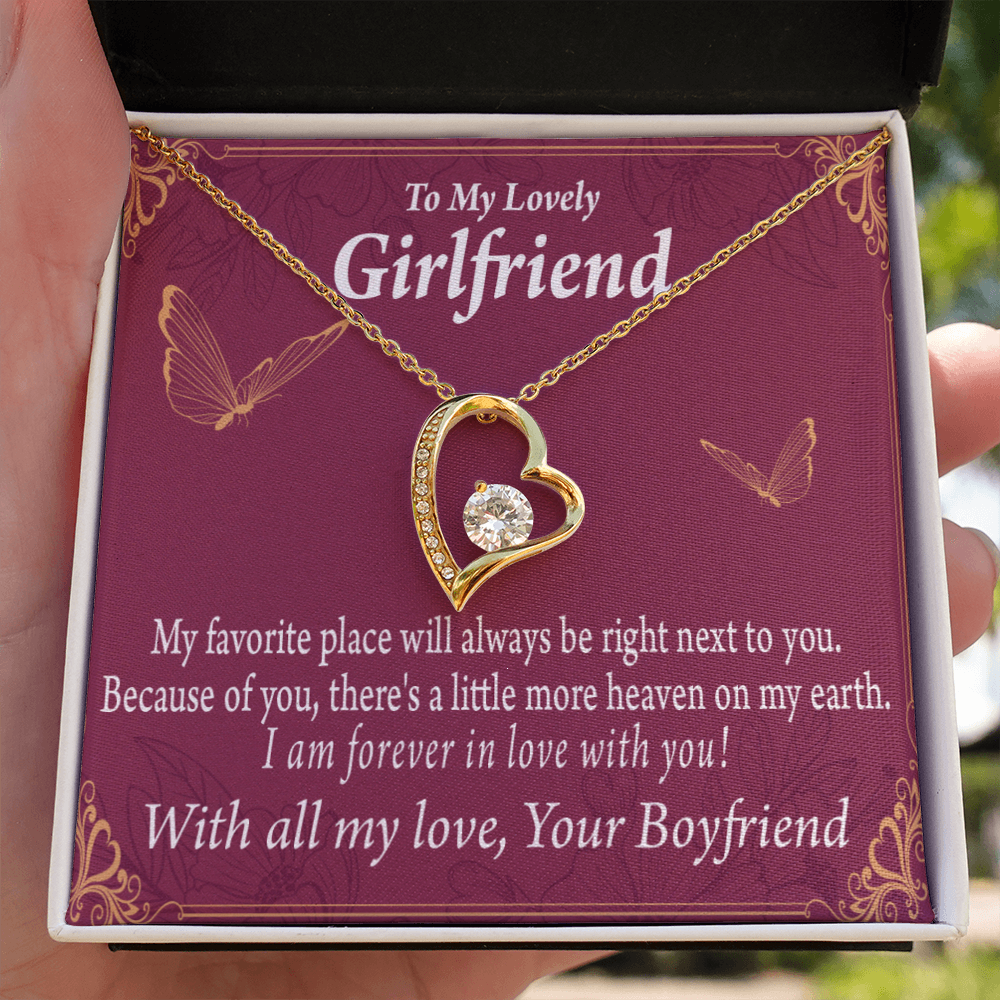 To My Girlfriend My Girlfriend Right Next To You Is My Favorite Place Forever Necklace w Message Card-Express Your Love Gifts