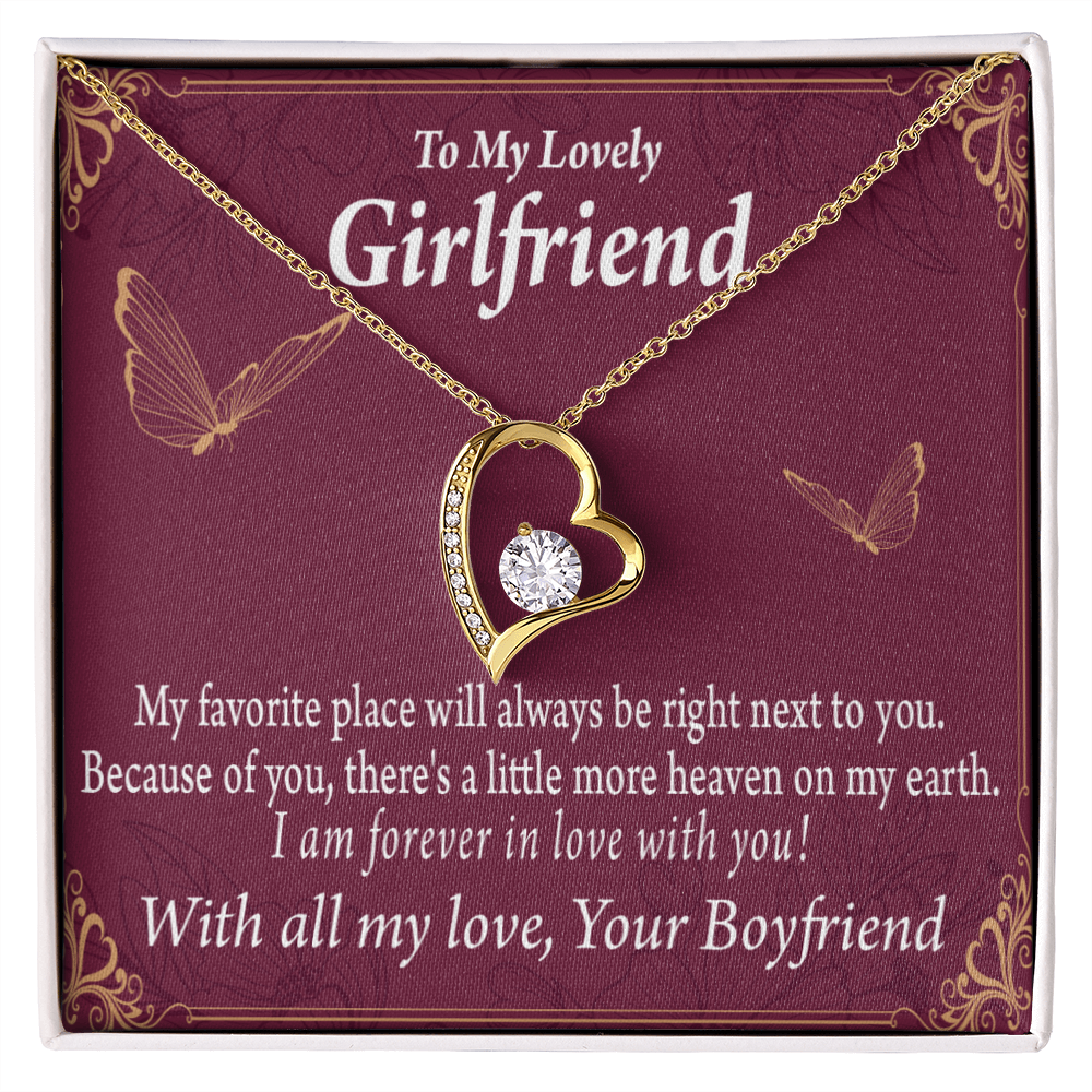 To My Girlfriend My Girlfriend Right Next To You Is My Favorite Place Forever Necklace w Message Card-Express Your Love Gifts