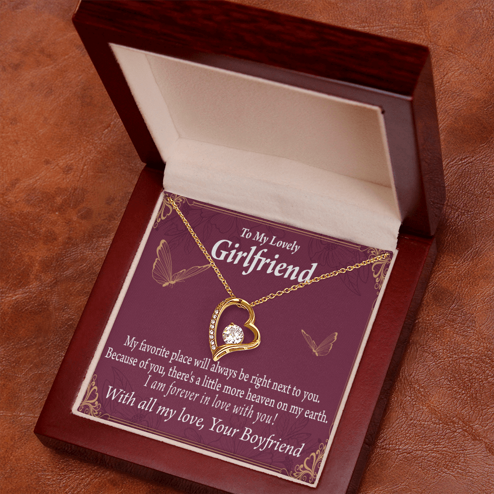 To My Girlfriend My Girlfriend Right Next To You Is My Favorite Place Forever Necklace w Message Card-Express Your Love Gifts