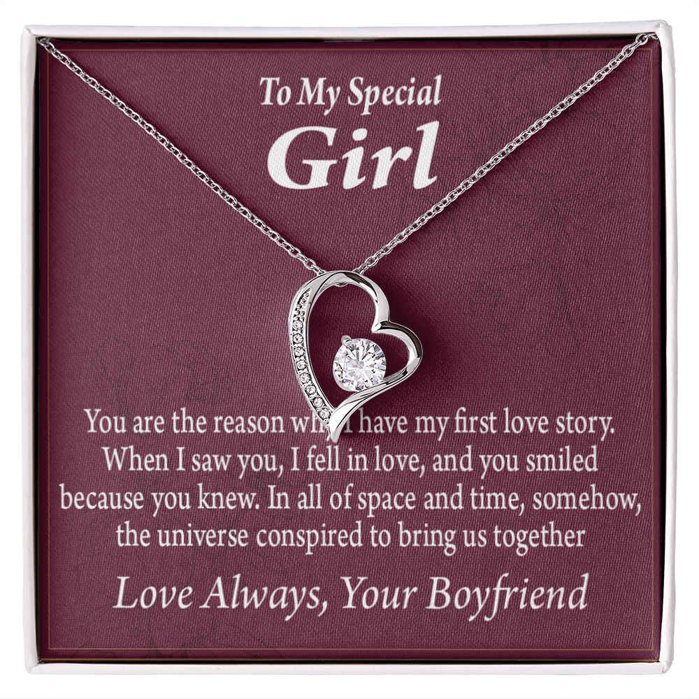 To My Girlfriend My Girlfriend The Reason For First Love Story Forever Necklace w Message Card-Express Your Love Gifts