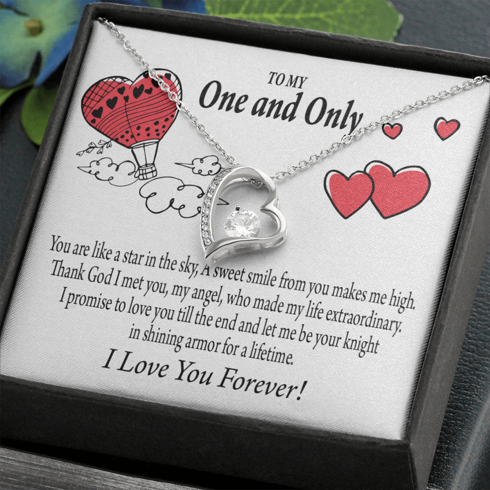 To My Girlfriend One & Only Forever Necklace w Message Card-Express Your Love Gifts