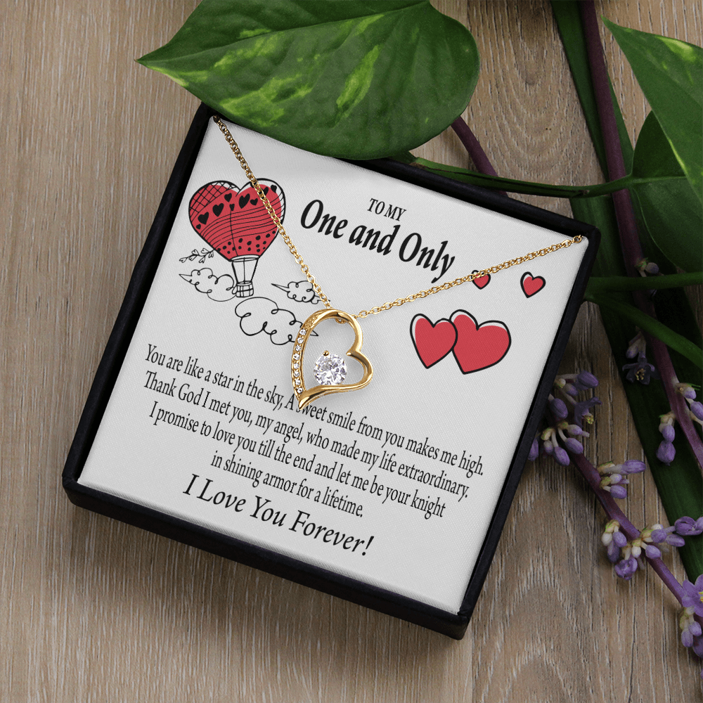 To My Girlfriend One & Only Forever Necklace w Message Card-Express Your Love Gifts