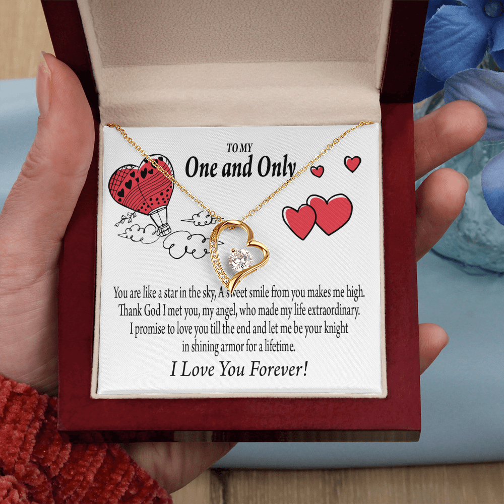 To My Girlfriend One & Only Forever Necklace w Message Card-Express Your Love Gifts