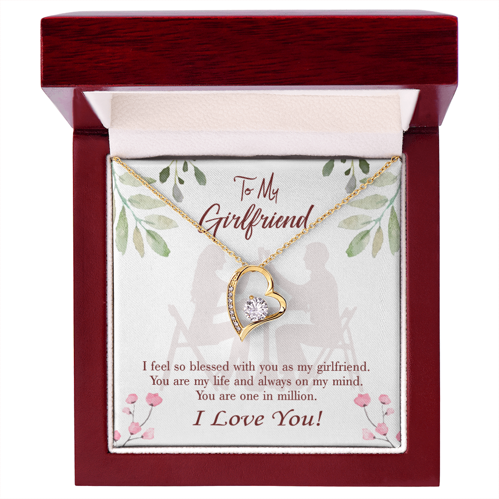 To My Girlfriend One in Million Forever Necklace w Message Card-Express Your Love Gifts