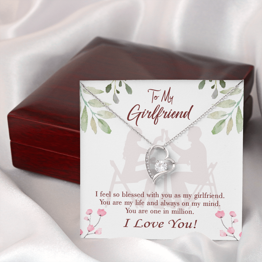 To My Girlfriend One in Million Forever Necklace w Message Card-Express Your Love Gifts