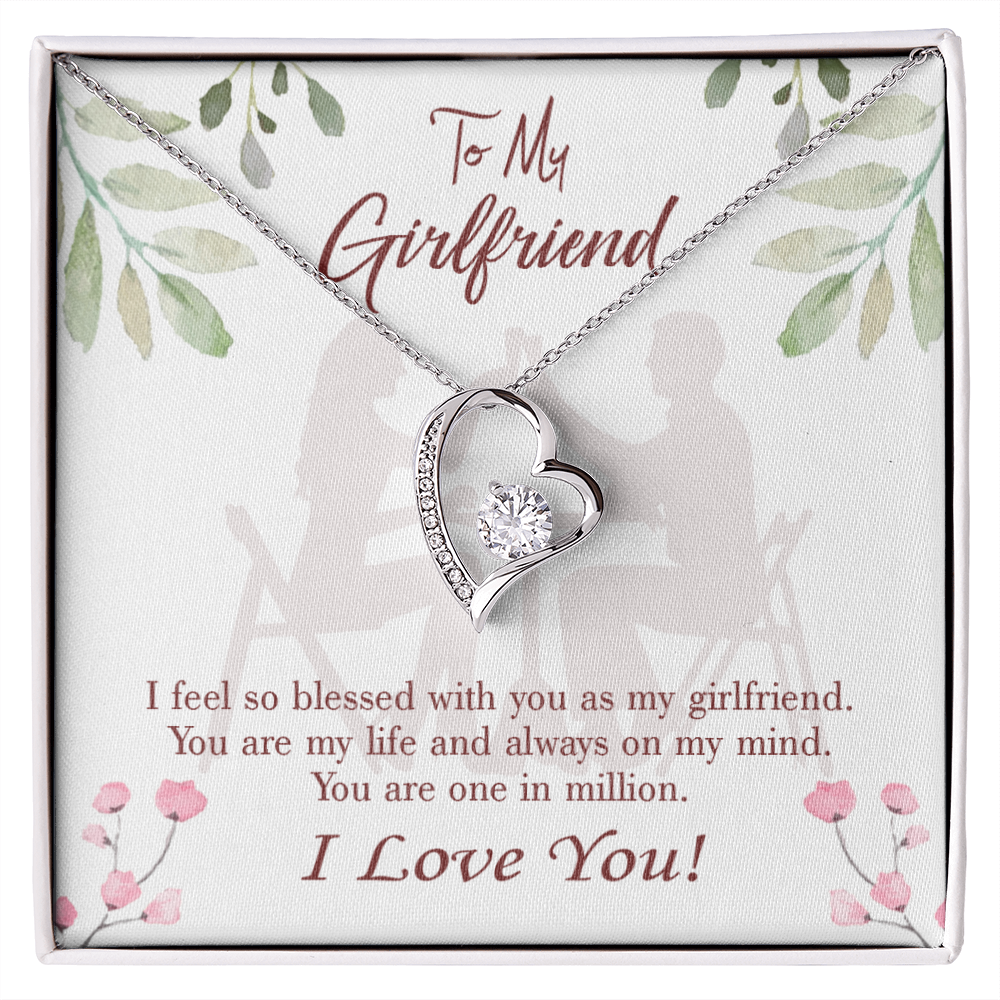 To My Girlfriend One in Million Forever Necklace w Message Card-Express Your Love Gifts