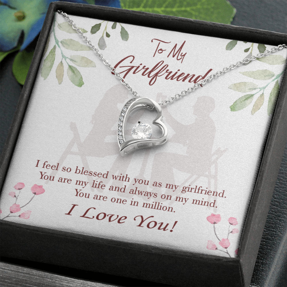 To My Girlfriend One in Million Forever Necklace w Message Card-Express Your Love Gifts