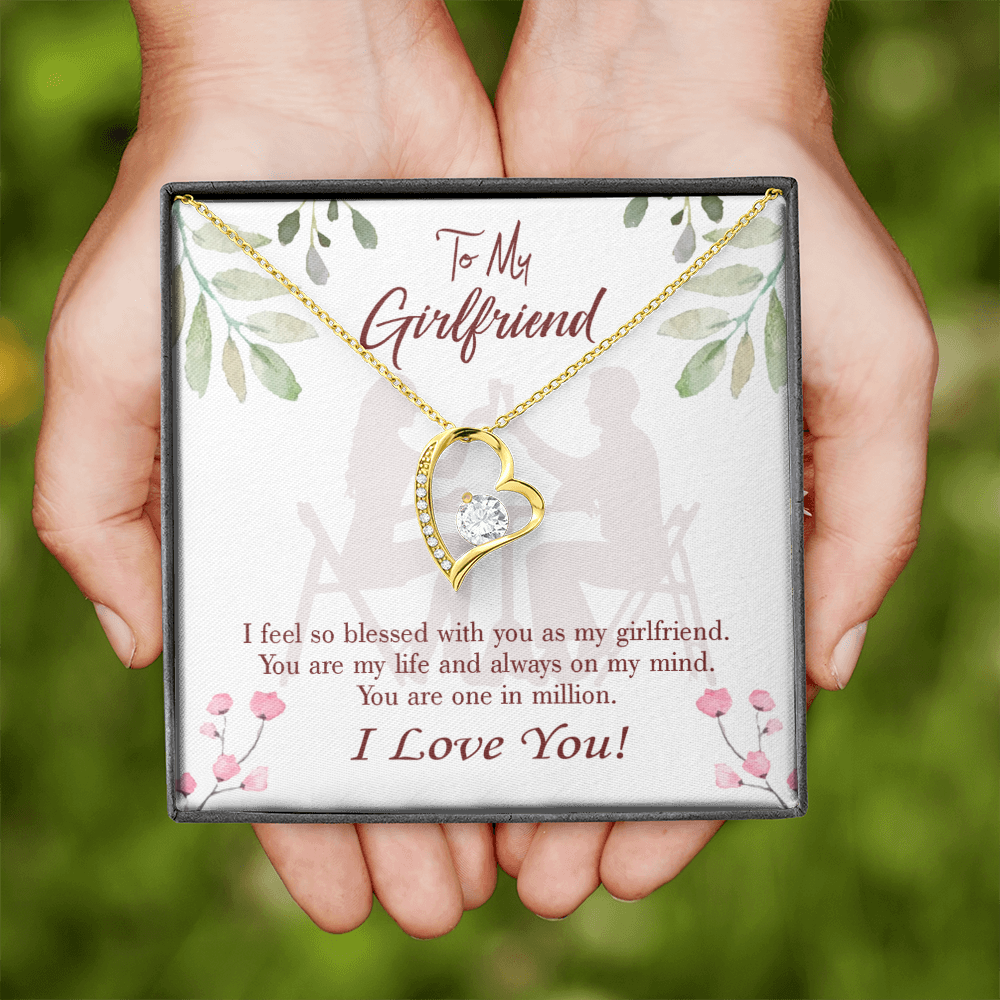 To My Girlfriend One in Million Forever Necklace w Message Card-Express Your Love Gifts