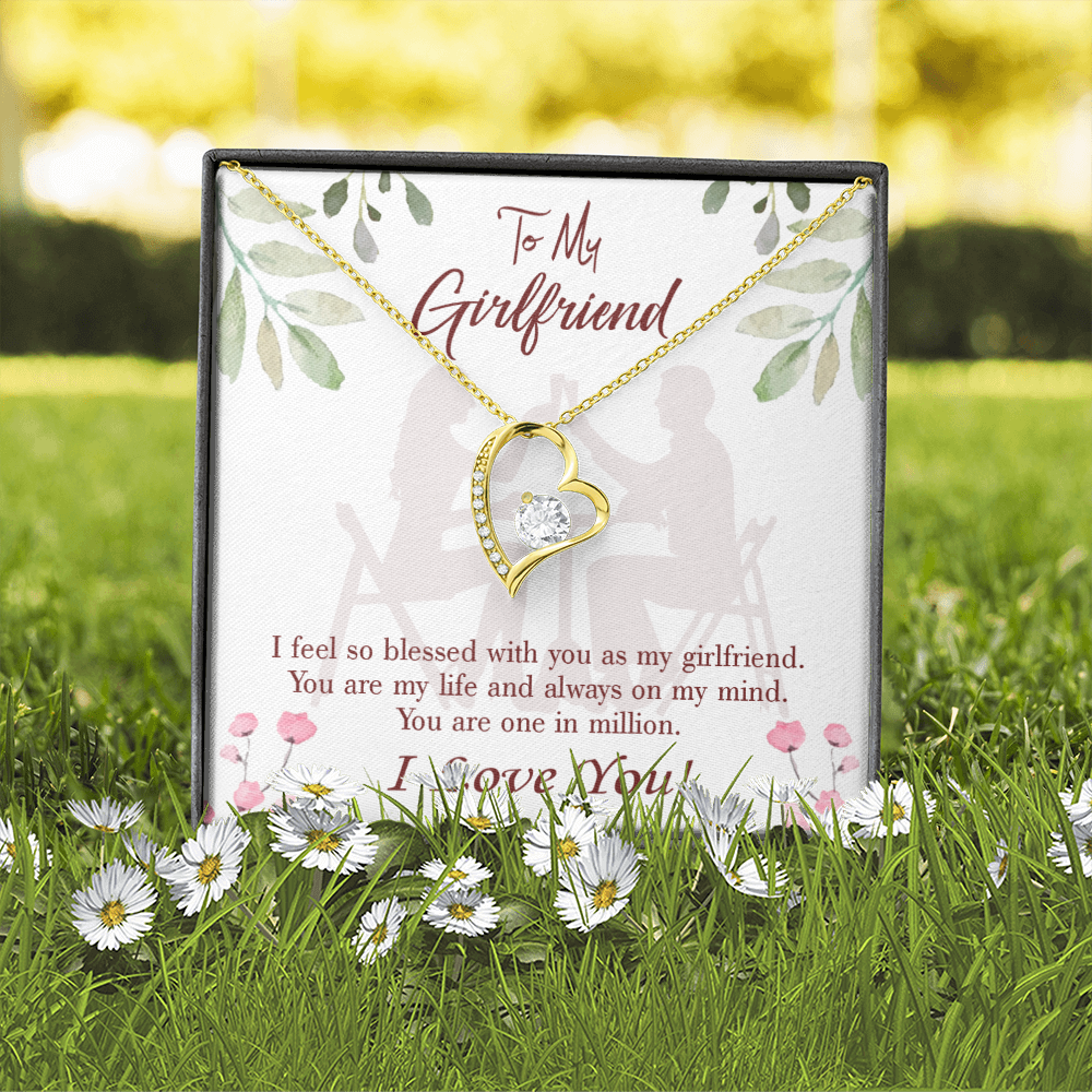 To My Girlfriend One in Million Forever Necklace w Message Card-Express Your Love Gifts