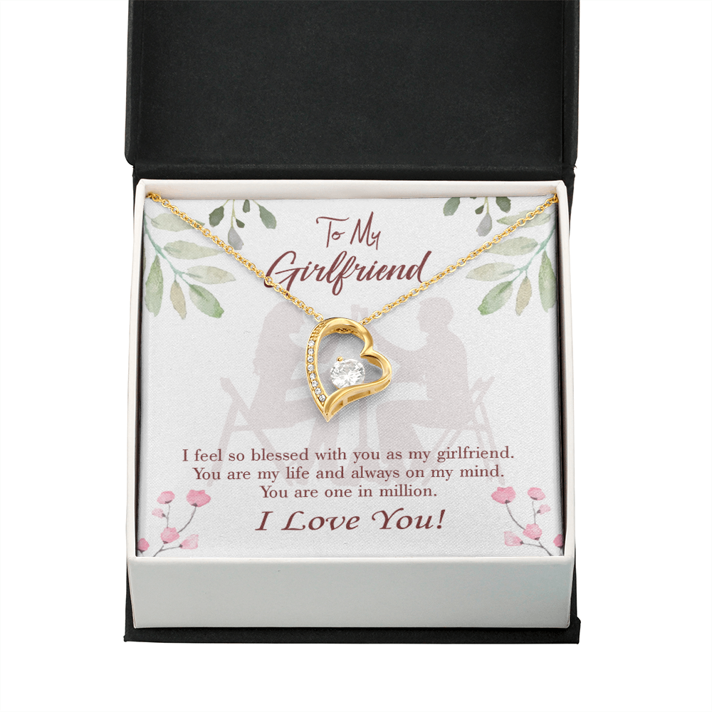 To My Girlfriend One in Million Forever Necklace w Message Card-Express Your Love Gifts