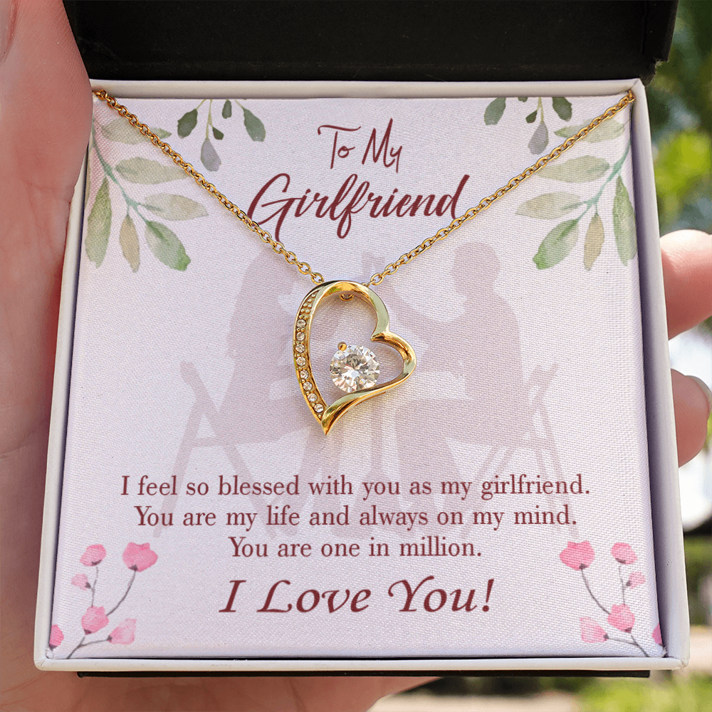 To My Girlfriend One in Million Forever Necklace w Message Card-Express Your Love Gifts