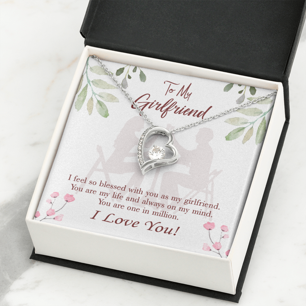 To My Girlfriend One in Million Forever Necklace w Message Card-Express Your Love Gifts