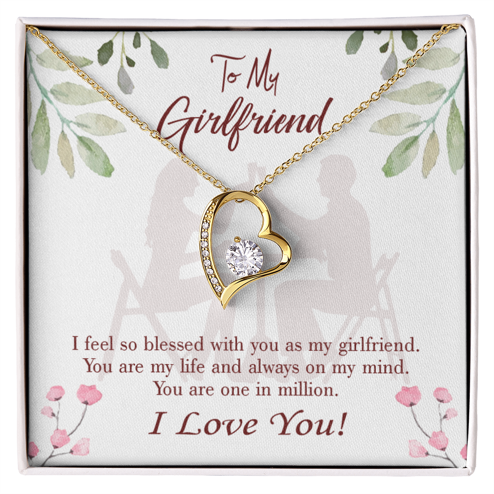 To My Girlfriend One in Million Forever Necklace w Message Card-Express Your Love Gifts