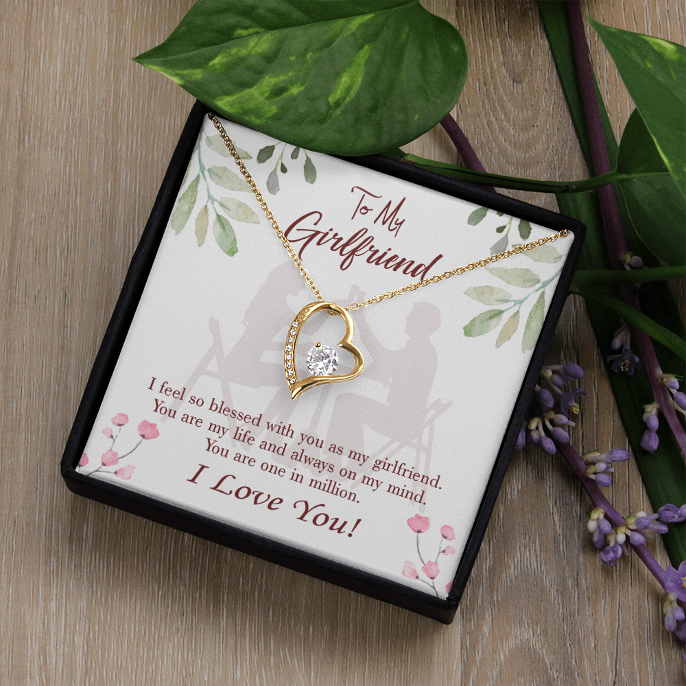 To My Girlfriend One in Million Forever Necklace w Message Card-Express Your Love Gifts