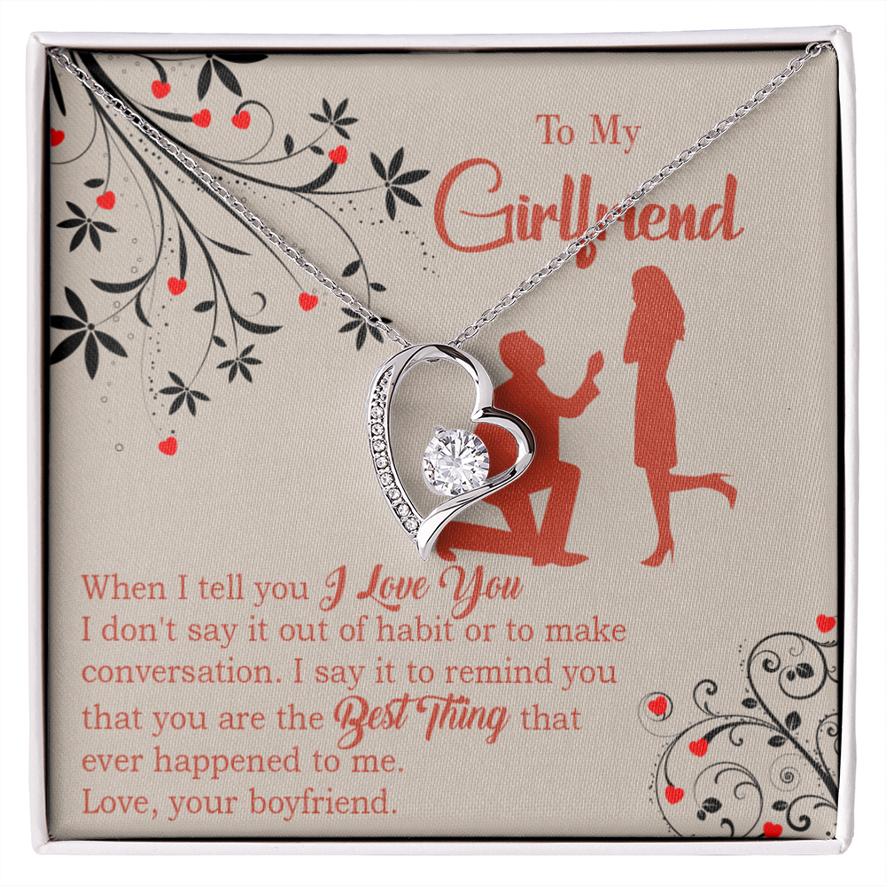 To My Girlfriend Out of Habit Forever Necklace w Message Card-Express Your Love Gifts