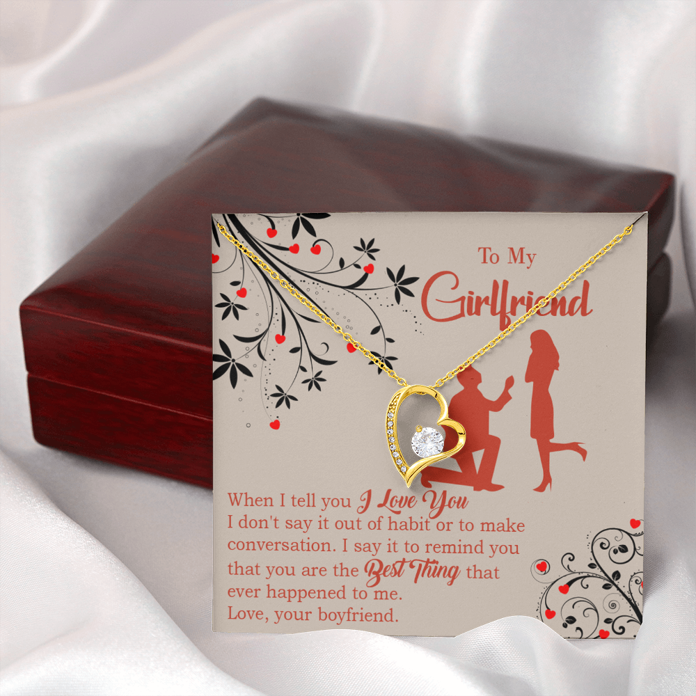 To My Girlfriend Out of Habit Forever Necklace w Message Card-Express Your Love Gifts