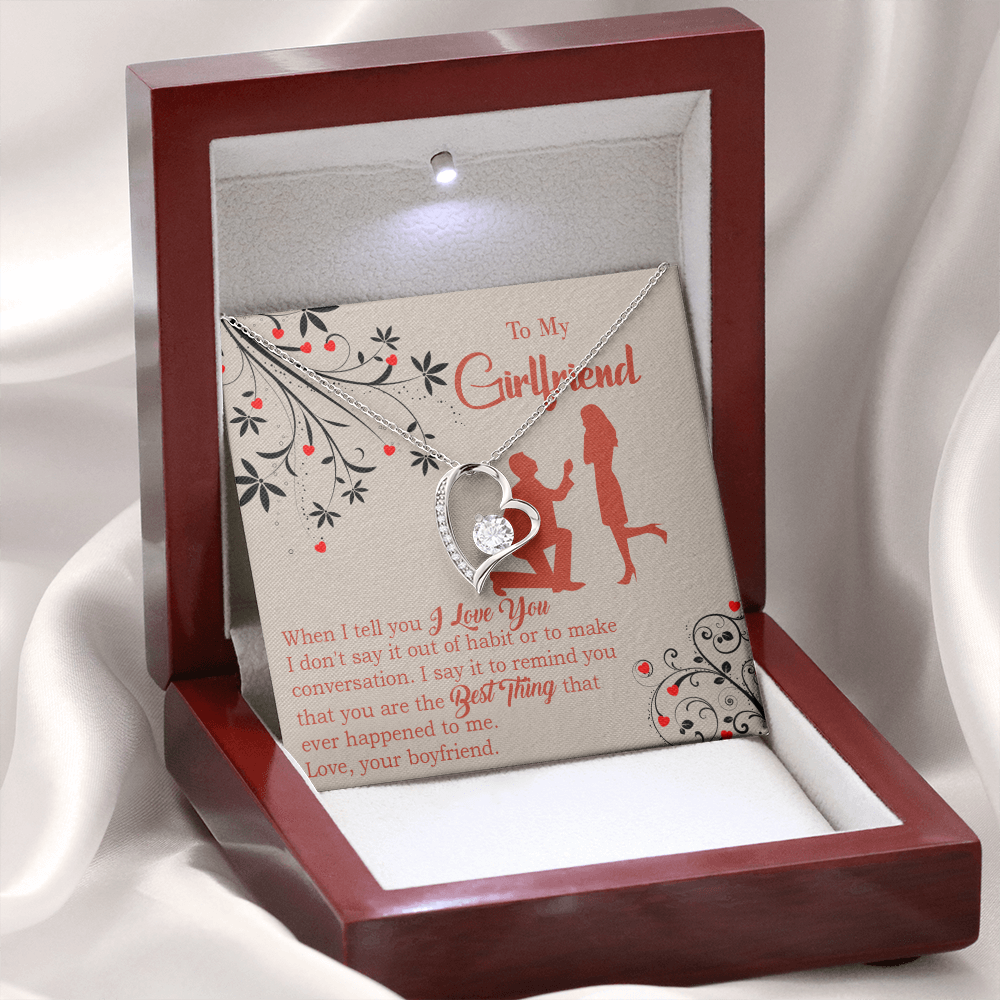 To My Girlfriend Out of Habit Forever Necklace w Message Card-Express Your Love Gifts