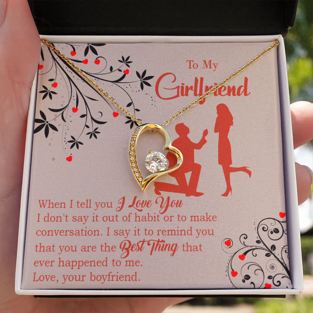 To My Girlfriend Out of Habit Forever Necklace w Message Card-Express Your Love Gifts