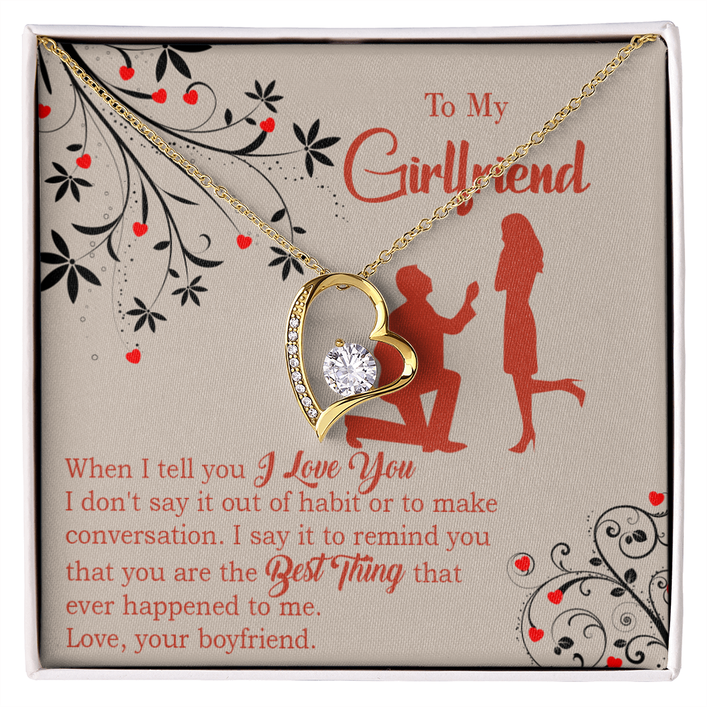 To My Girlfriend Out of Habit Forever Necklace w Message Card-Express Your Love Gifts