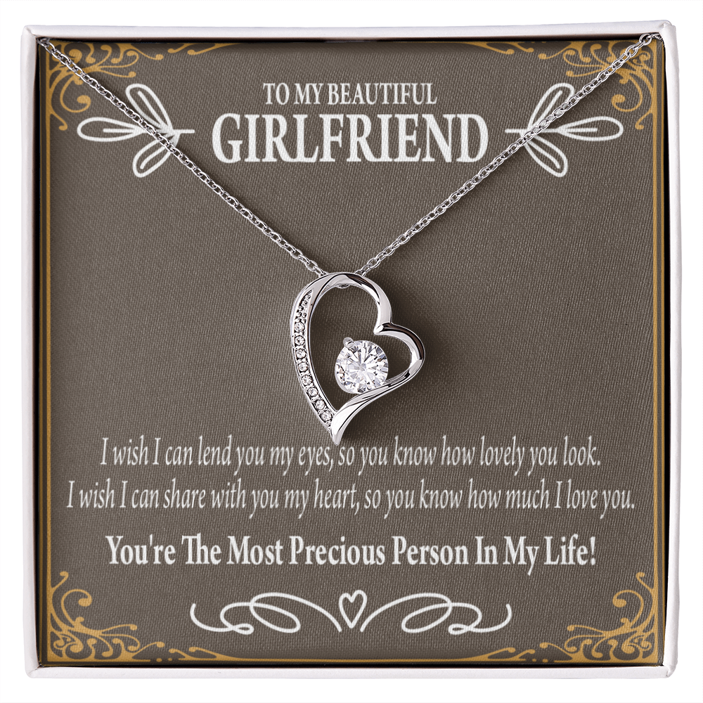 To My Girlfriend Precious Love Forever Necklace w Message Card-Express Your Love Gifts