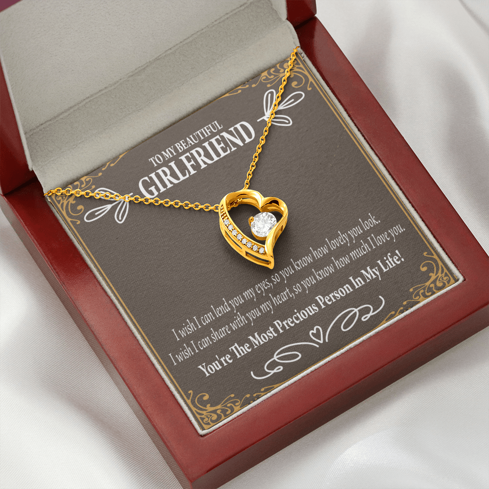 To My Girlfriend Precious Love Forever Necklace w Message Card-Express Your Love Gifts