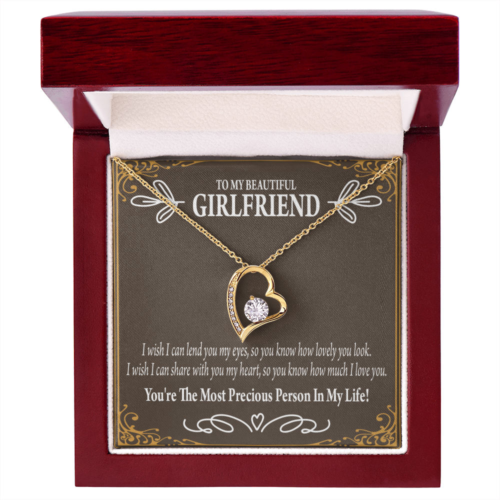 To My Girlfriend Precious Love Forever Necklace w Message Card-Express Your Love Gifts