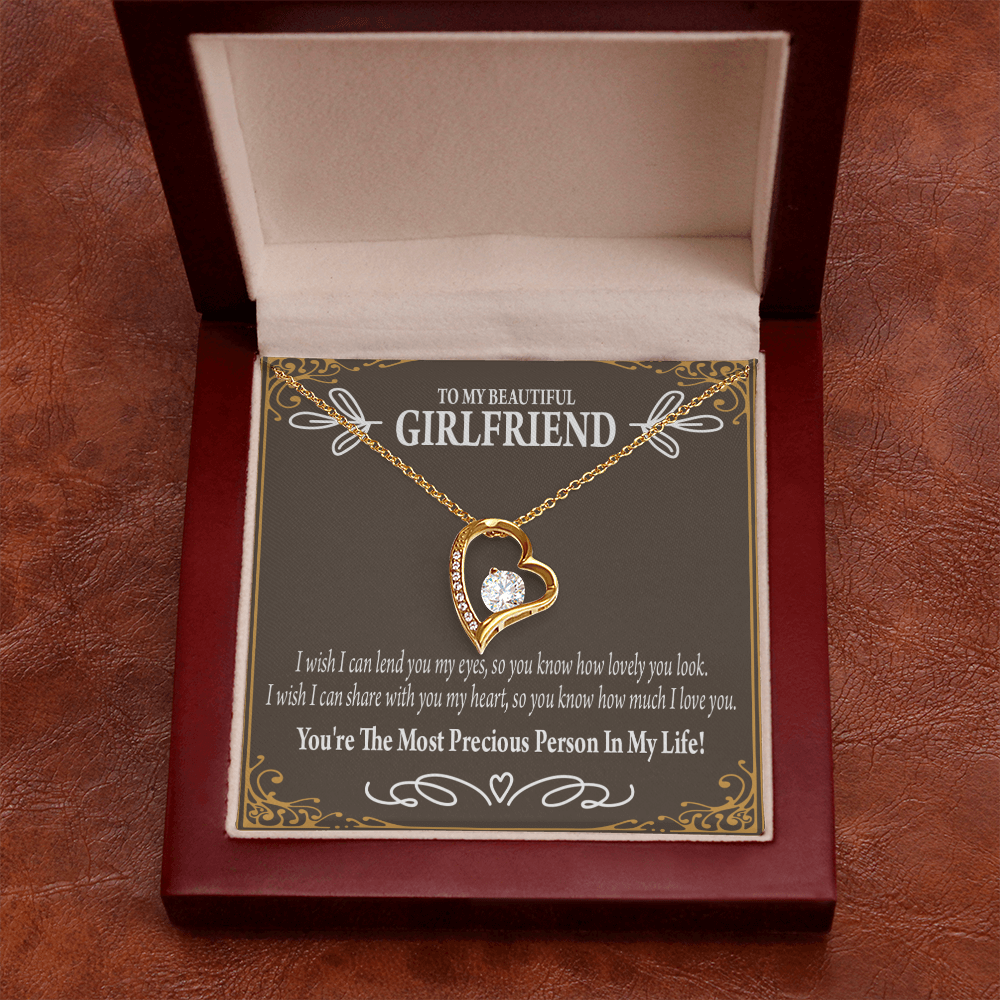 To My Girlfriend Precious Love Forever Necklace w Message Card-Express Your Love Gifts