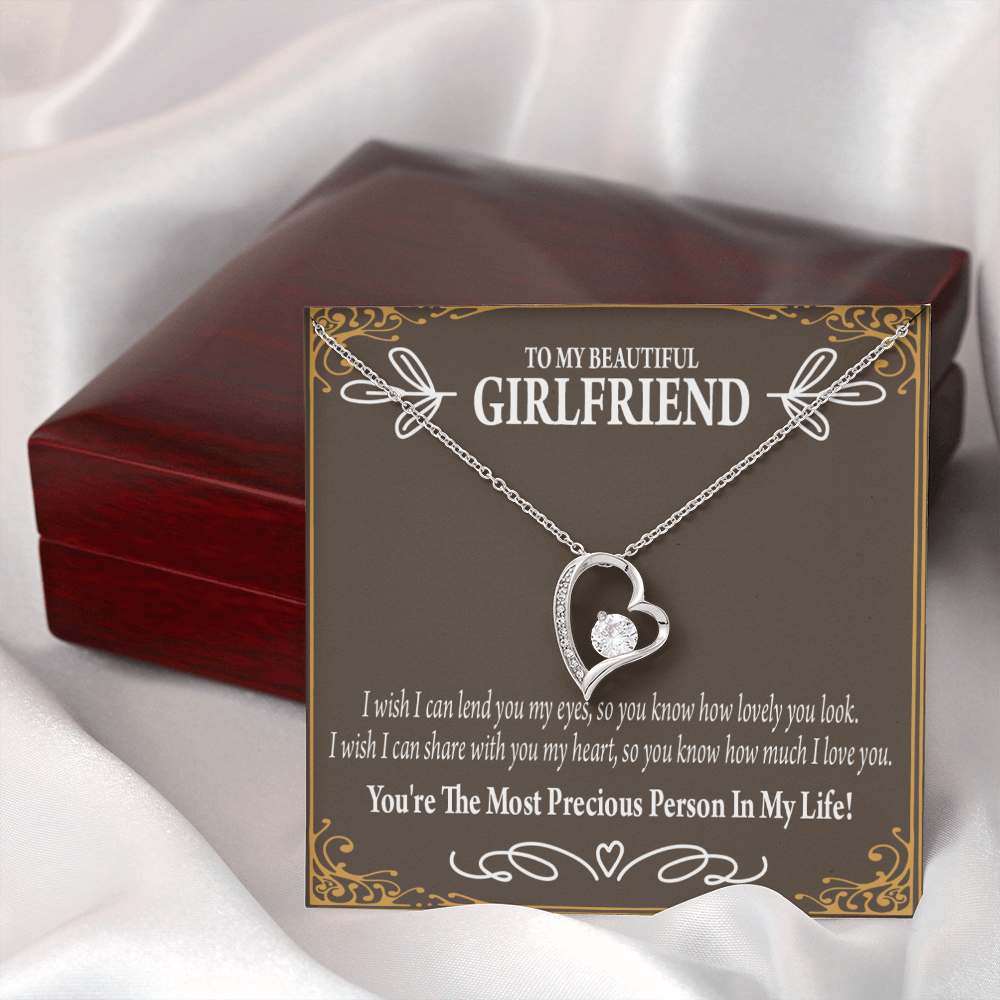 To My Girlfriend Precious Love Forever Necklace w Message Card-Express Your Love Gifts