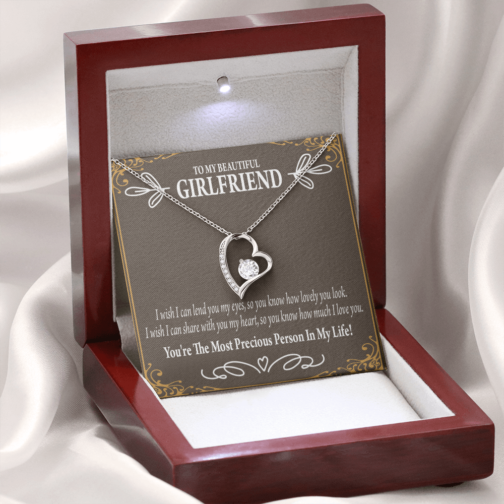 To My Girlfriend Precious Love Forever Necklace w Message Card-Express Your Love Gifts